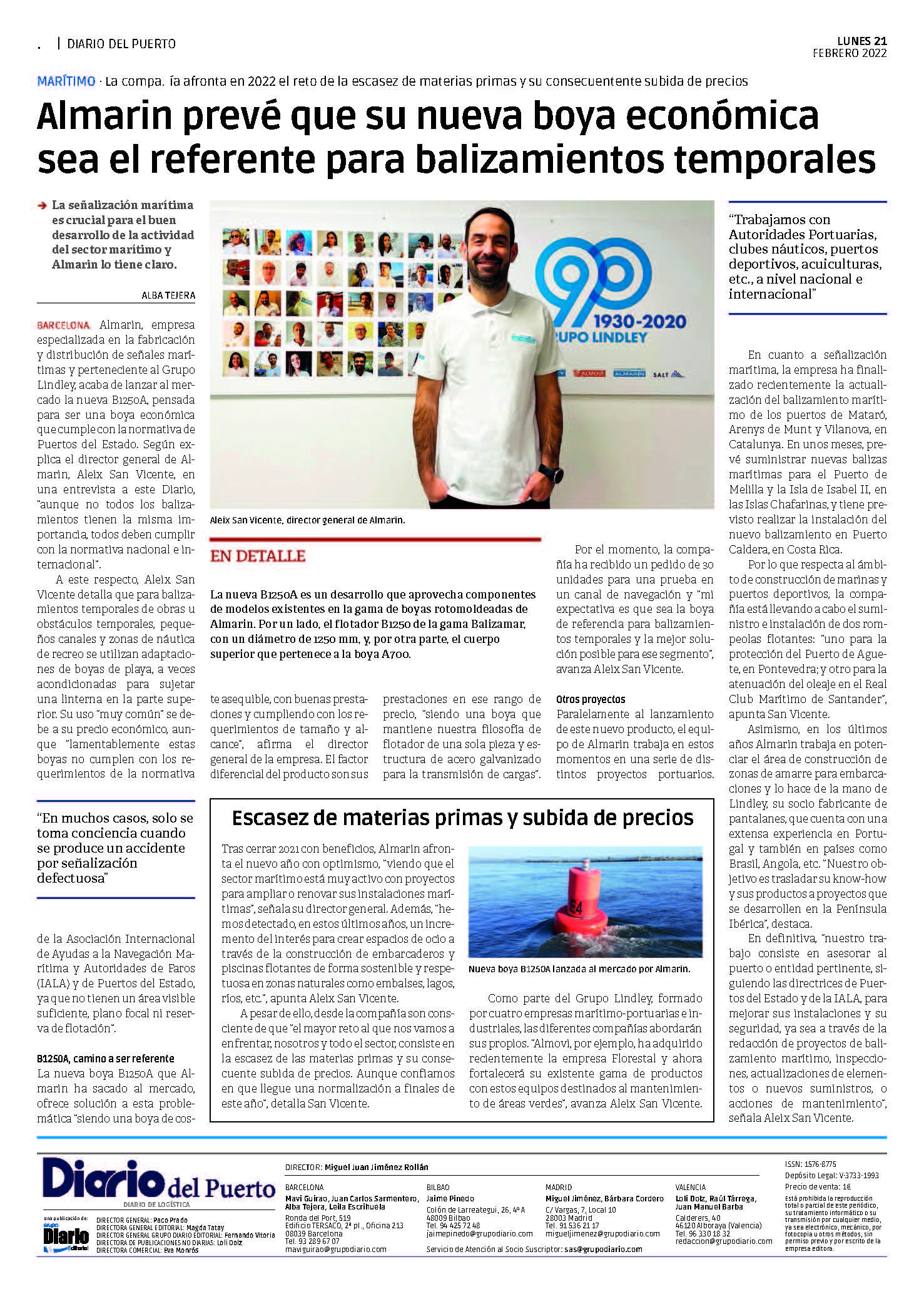 Entrevista al director general, Aleix San Vicente, en el Diario del Puerto