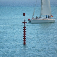 articulated navigation buoy in Port of Barcelona